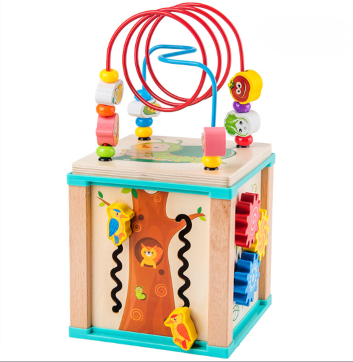 Barns 8-i-1 Montessori lekkub Cubbi. Pedagogisk träleksak för utveckling och nöje, perfekt för små barn.