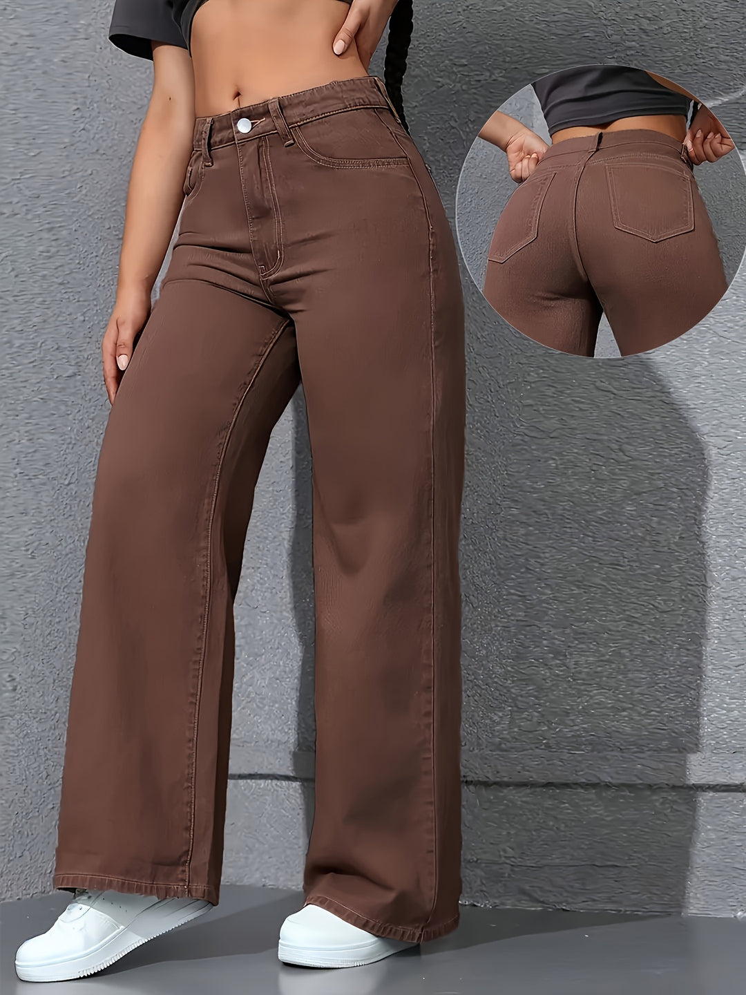 Dam Hög Midja Vida Jeans i Armégrön
