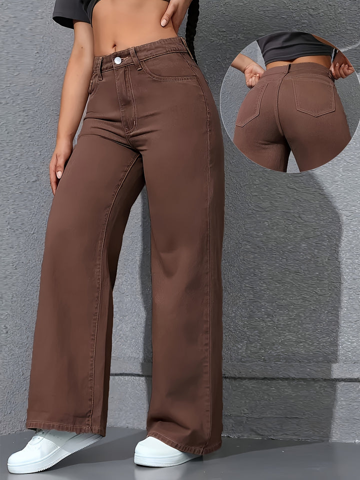 Dam Hög Midja Vida Jeans i Armégrön