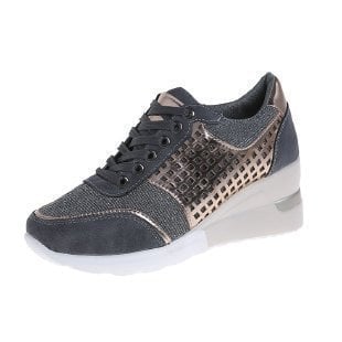 Svarta kilklackssneakers för dam, stilrena och bekväma vardagsskor. Ger en elegant look.