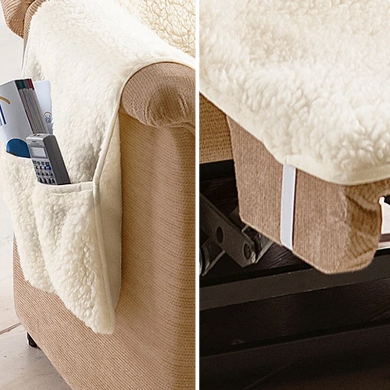 "Beige fleece vilstolsöverdrag med fickor, täcker hela stolen, skyddar mot fläckar, djurhår och spill, hem & inredning."