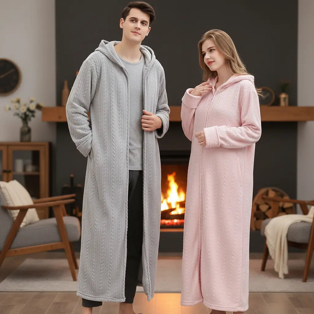 Bekväm kapuschongförsedd unisex badrock. Perfekt för mysiga stunder hemma efter dusch eller under kalla vinterkvällar.