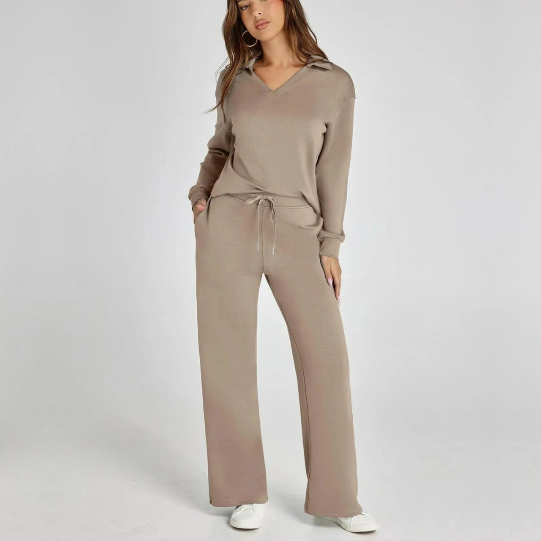 Mjukt och elegant dam loungewear-set Gabriella med vida ben, för maximal komfort.