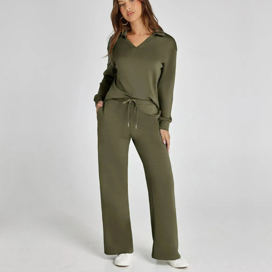 Damset med rymliga vida ben, idealiskt som hemmakläder och mjukt loungewear.