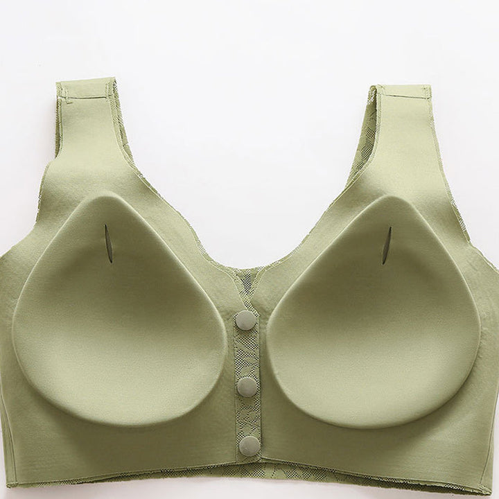 "BH med spets och framknäppning, full täckning, andningsbart tyg för komfort och stöd, elegant design för lingerie."