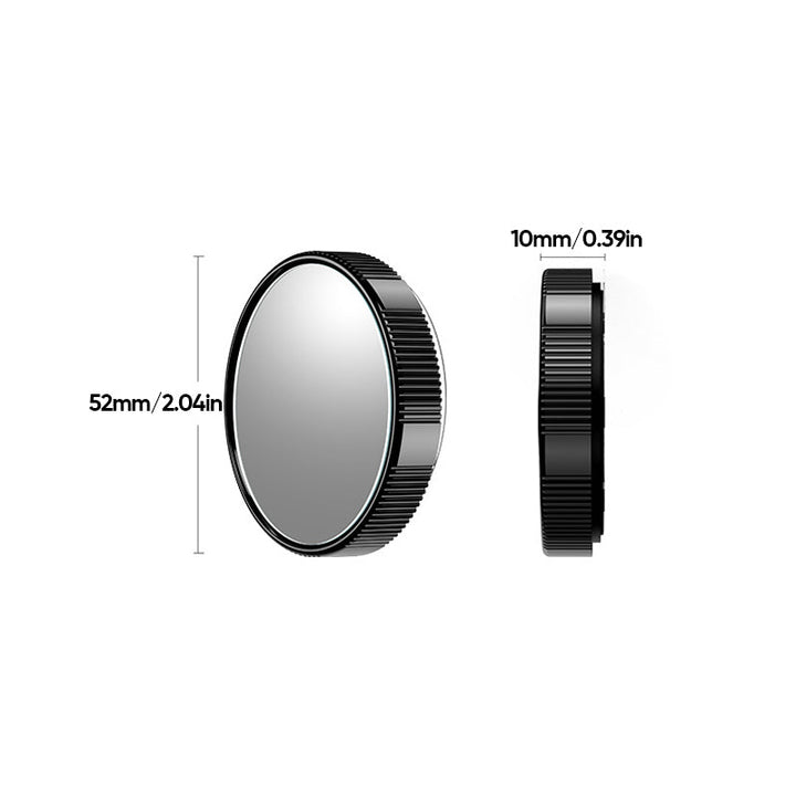 "Bil dödvinkelspegel, 360° rotation, ABS-ram, bionisk design, ger bred syn, ökar säkerhet, enkel montering."