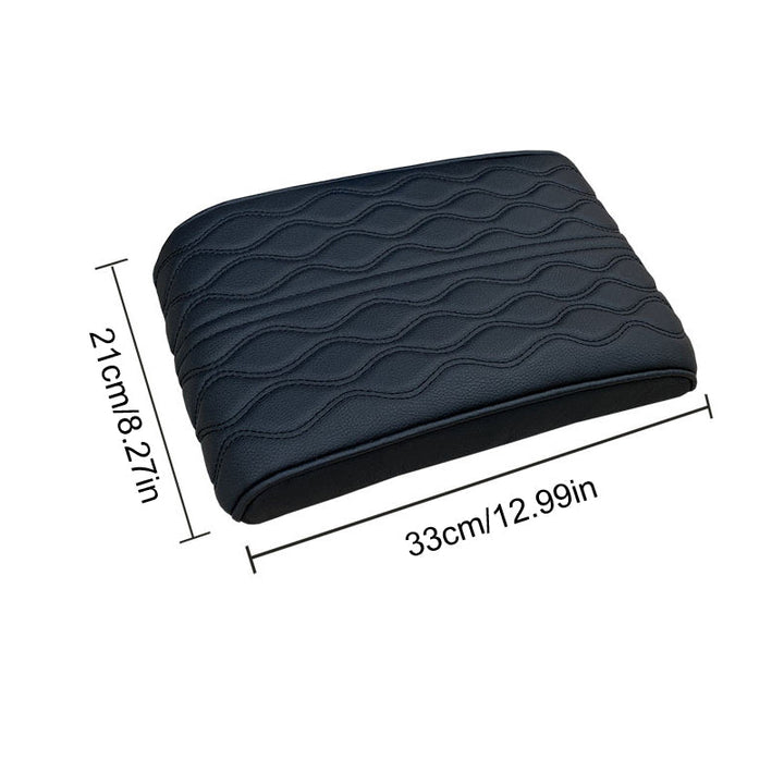 "Bil memory foam armstödslåda i elegant svart mikrofiberläder, stilrent designad för komfort och skydd mot smuts och slitning
