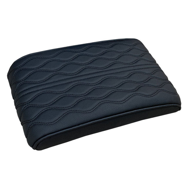 "Bil memory foam armstödslåda i elegant svart mikrofiberläder, stilrent designad för komfort och skydd mot smuts och slitning
