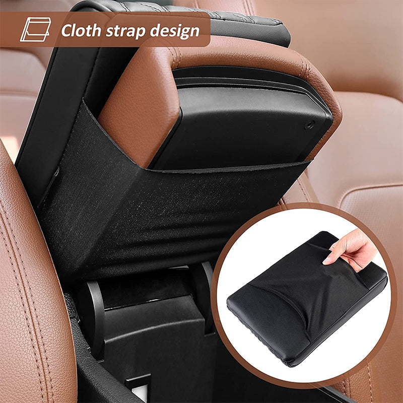 "Bil memory foam armstödslåda i elegant svart mikrofiberläder, stilrent designad för komfort och skydd mot smuts och slitning