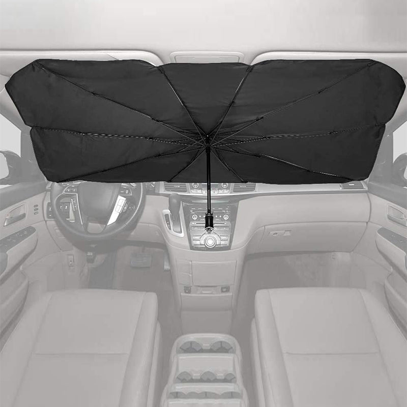"Bilparasoll solskydd med aluminiumfolie, luktfri och reflekterande, för effektiv värmeisolering och UV-skydd i bilen."