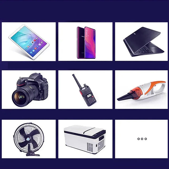 "Bilströmväxlare 200W med metallhölje och fyrkantig design, utrustad med fyra USB-portar för mobil laddning."