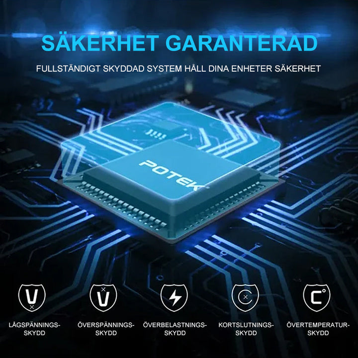 "Bilströmväxlare 200W med metallhölje och fyrkantig design, utrustad med fyra USB-portar för mobil laddning."