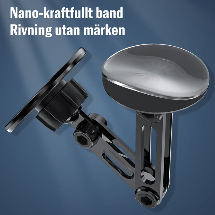 "Biltelefonhållare med 360° rotation, magnetisk, svart och silver design för handsfree användning i bilen"