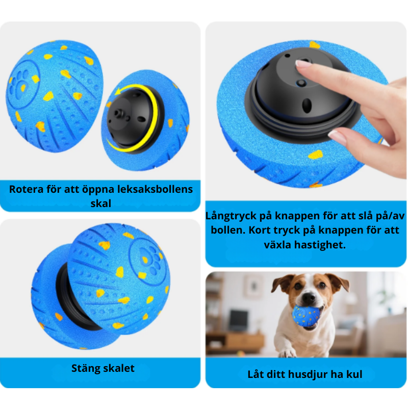 Rolig interaktiv hundleksaksboll för aktivering och stimulans av hundar och valpar.