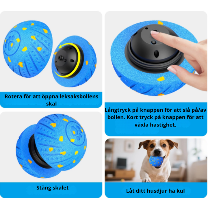 Rolig interaktiv hundleksaksboll för aktivering och stimulans av hundar och valpar.