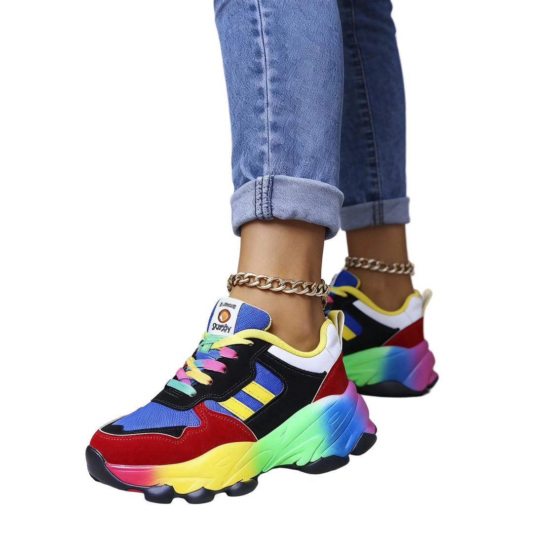 Blå-gröna damsneakers med fotvalvsstöd, perfekta för komfort och vardagsbruk.