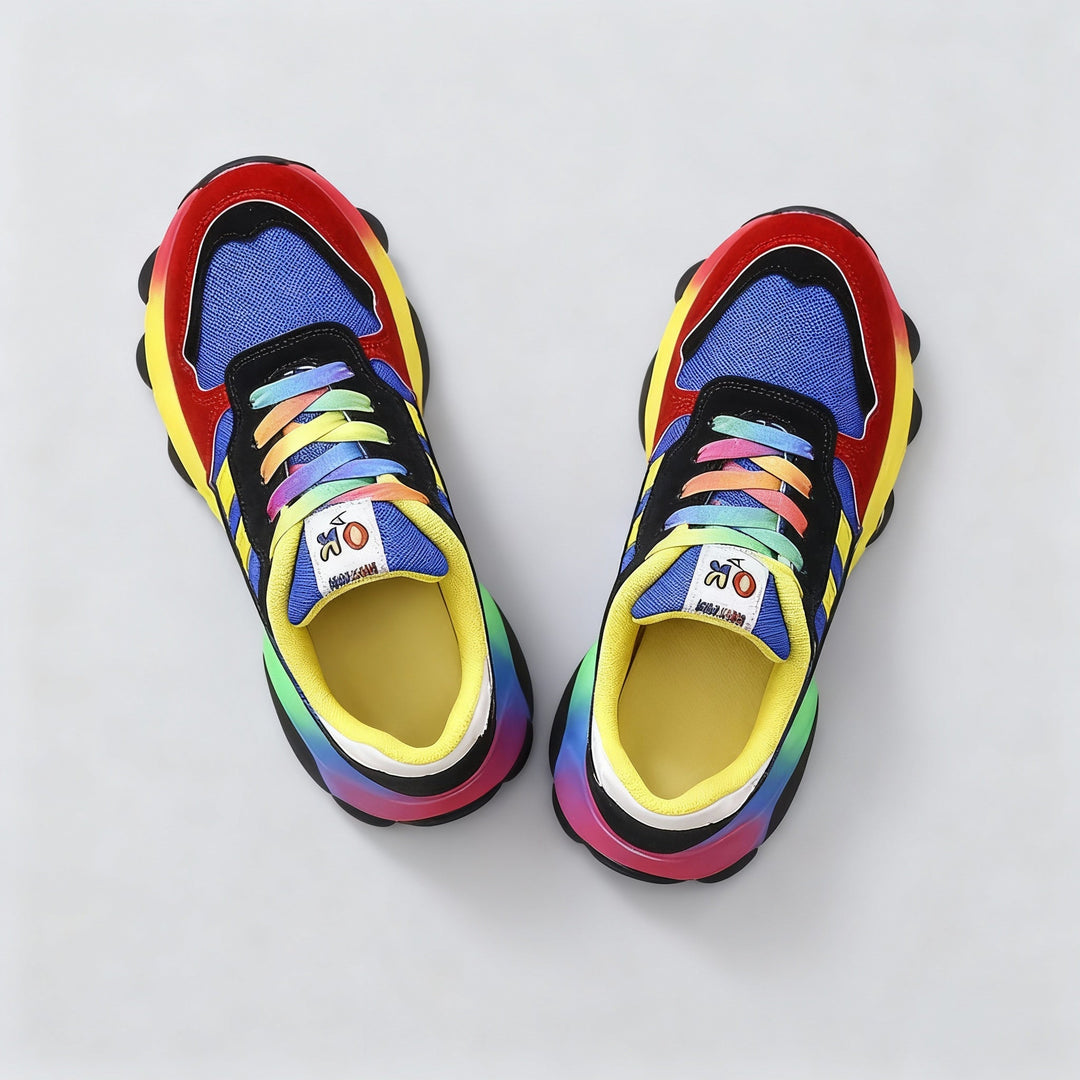Vardagssneakers för dam, i blått och grönt, med stötdämpande sula för komfort.