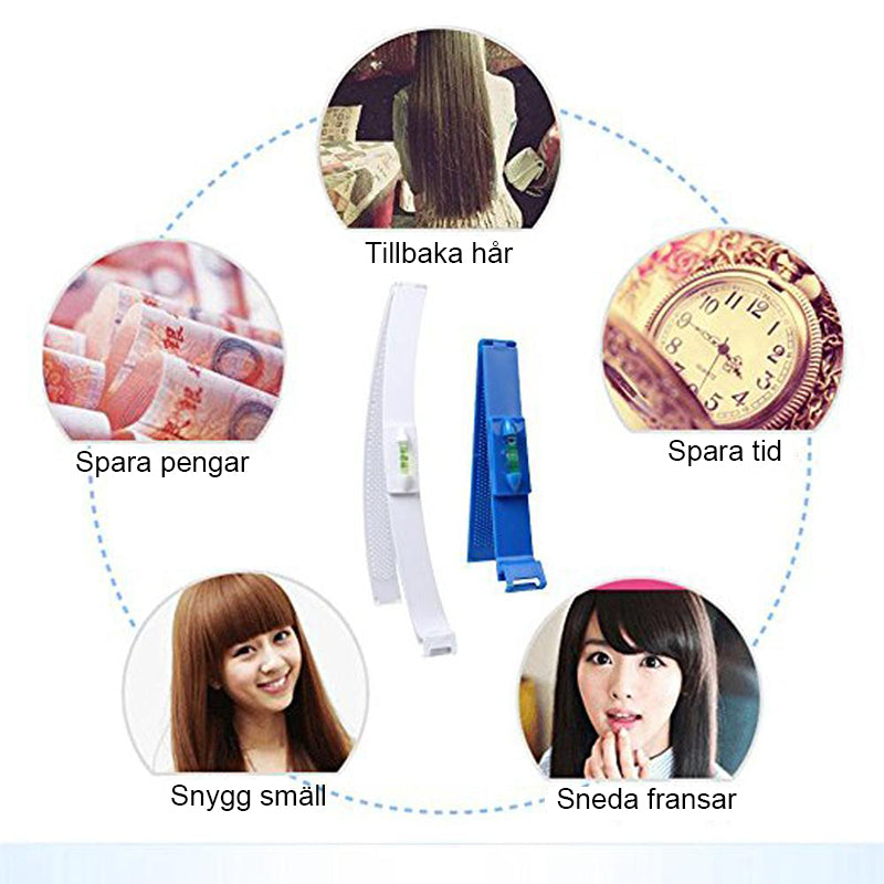 "Blå eller rosa hårklippssats för hemmabruk, två delar. Perfekt för DIY-frisyrer, barn och vuxna. Enkel att använda."