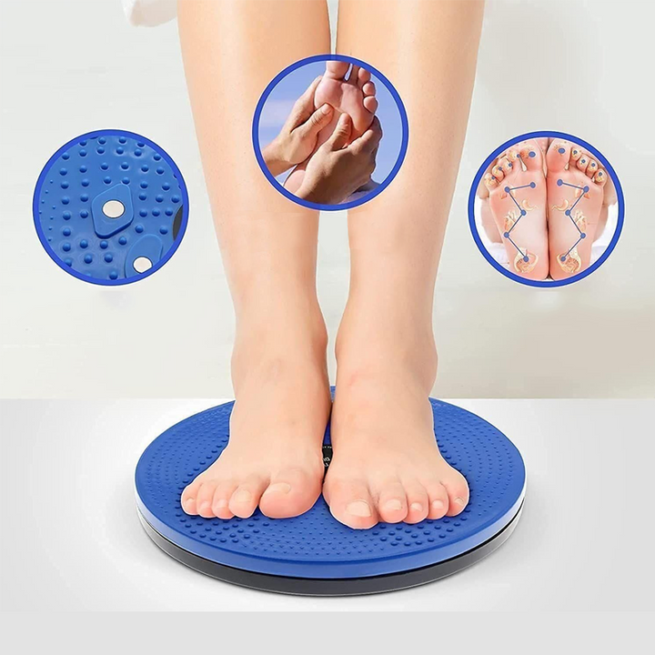 "Blå magnetisk midjetwist bräda för fitness, unisex design, förbättrar core träning och ger massage med magnetisk vridning."