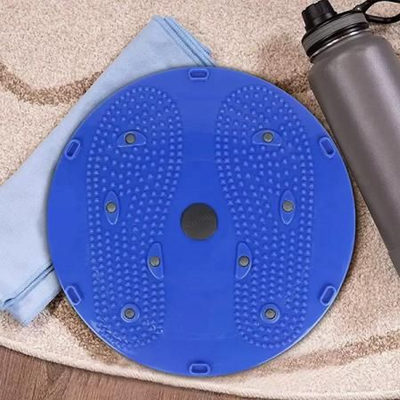 "Blå magnetisk midjetwist bräda för fitness, unisex design, förbättrar core träning och ger massage med magnetisk vridning."