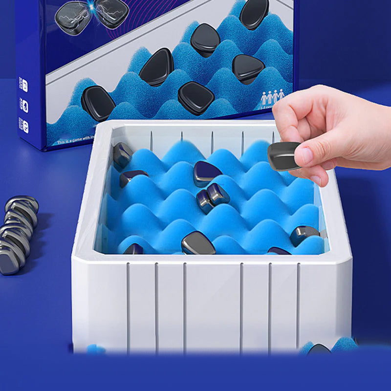 "Blå magnetiska schackpjäser för barn, ergonomiska och släta, perfekta för strategisk lek och kognitiv utveckling."