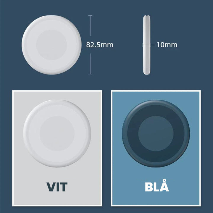 "Blå och vit 9-i-1 kabelfodral med utbytbara portar, smart förvaring och inbyggt telefonställ."