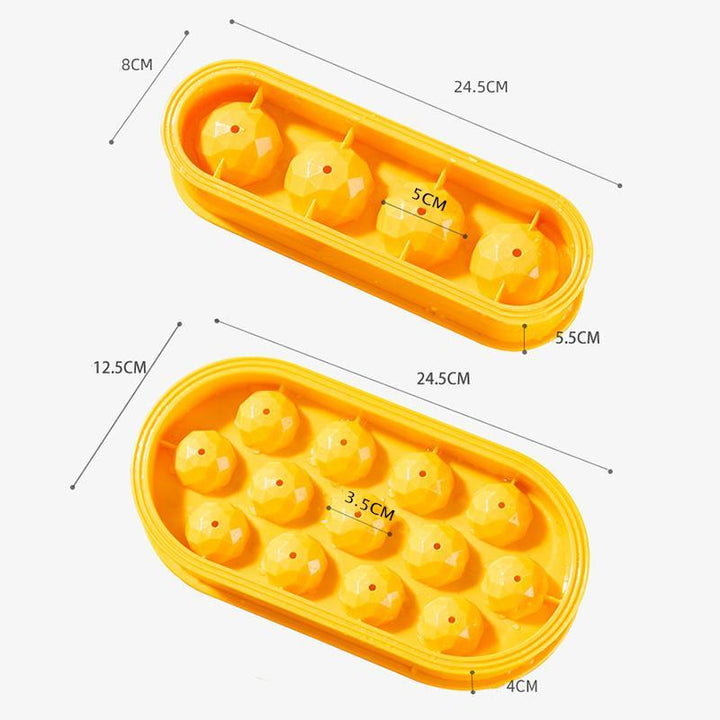 "Blå sfärisk iskubsform i plast för perfekta isbollar, kylning av drycker och efterrätter."