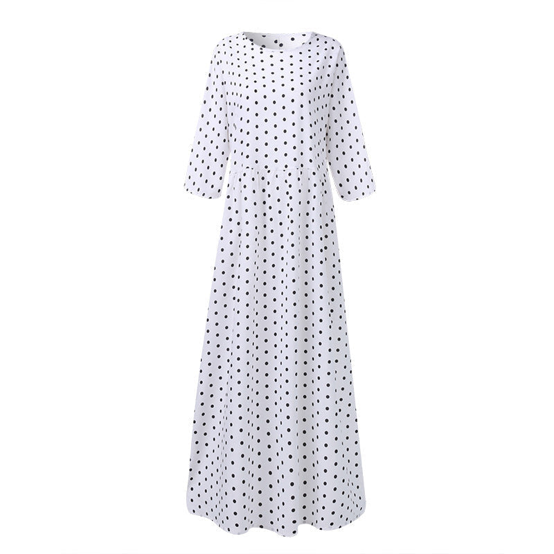 Bohemisk blommig tunikaklänning för kvinnor med A-linjeform, rund hals och puffärmar, perfekt för sommarstil.