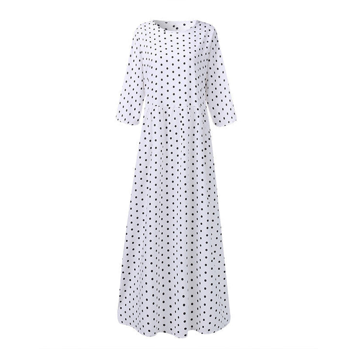 Bohemisk blommig tunikaklänning för kvinnor med A-linjeform, rund hals och puffärmar, perfekt för sommarstil.