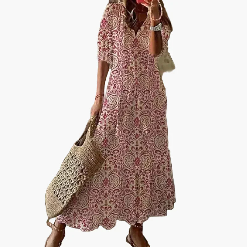 Elegant långklänning för dam. Bohemisk stil som sommarklänning eller vardagsklänning. Lång och bekväm.