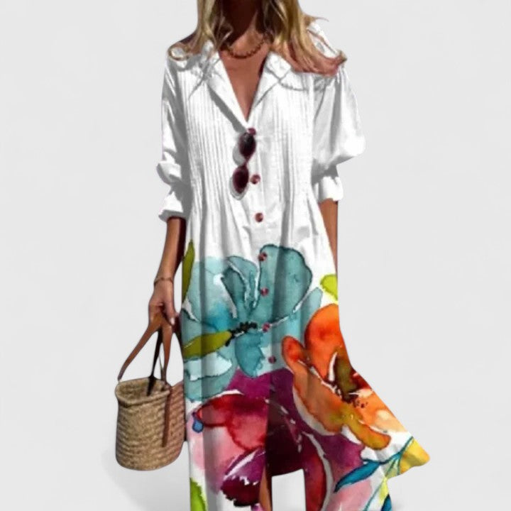 Boho midiklänning för dam, ledig sommarstil. Perfekt sommarklänning för strand, vardag och semester.