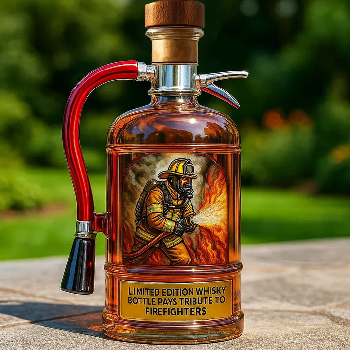 Glasflaska för whisky, en minnesvärd brandmansgåva, present till far eller modig kille.