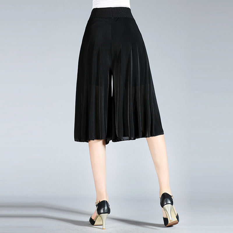 "Breda ben culottes i vintagestil, polyester, kvinnor; elegant byxdesign med avslappnad passform för sommarens garderob."