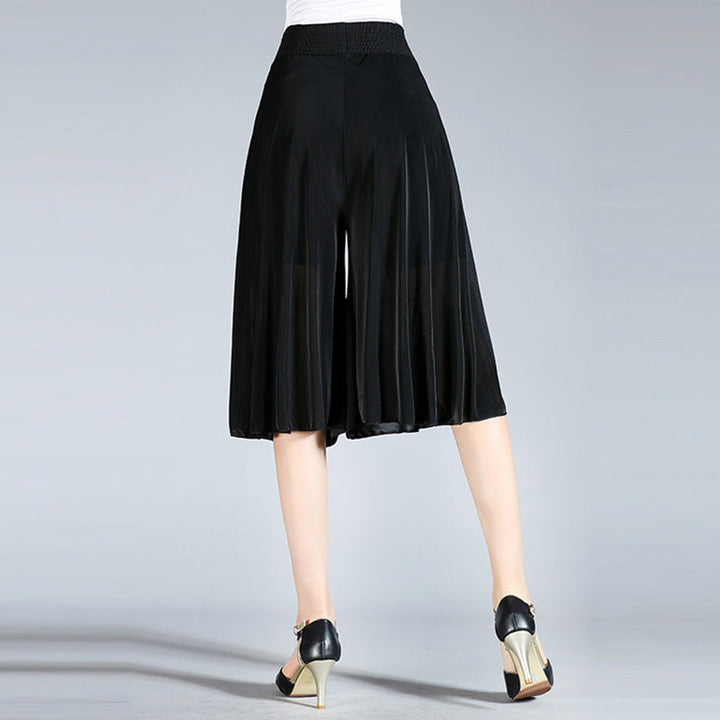 "Breda ben culottes i vintagestil, polyester, kvinnor; elegant byxdesign med avslappnad passform för sommarens garderob."