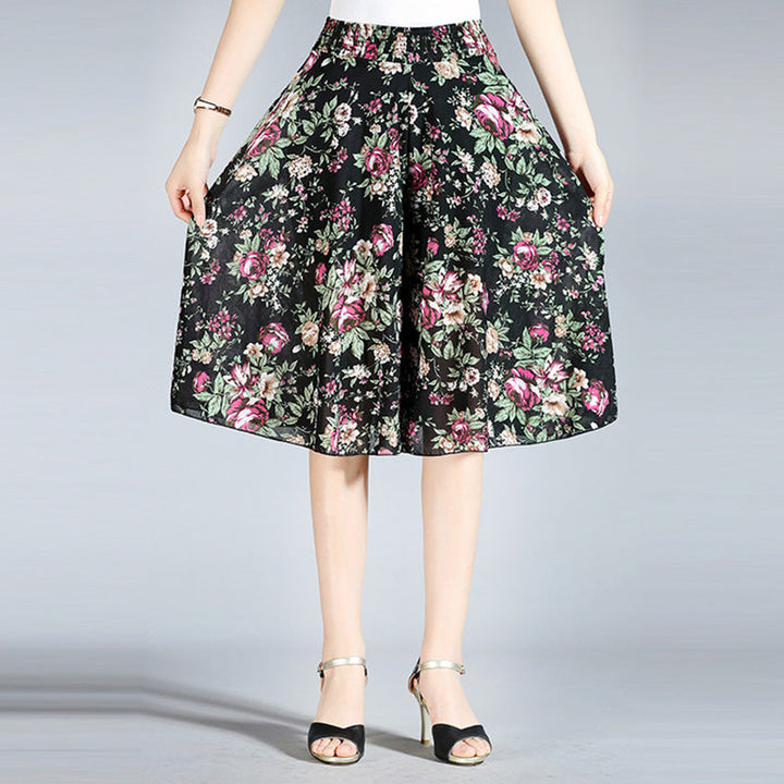 "Breda ben culottes i vintagestil, polyester, kvinnor; elegant byxdesign med avslappnad passform för sommarens garderob."