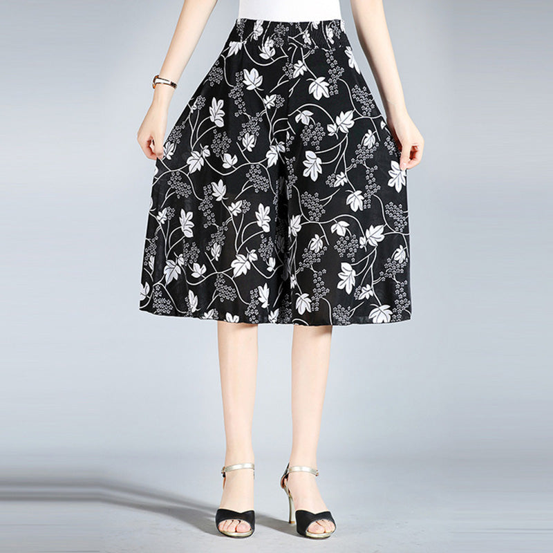 "Breda ben culottes i vintagestil, polyester, kvinnor; elegant byxdesign med avslappnad passform för sommarens garderob."