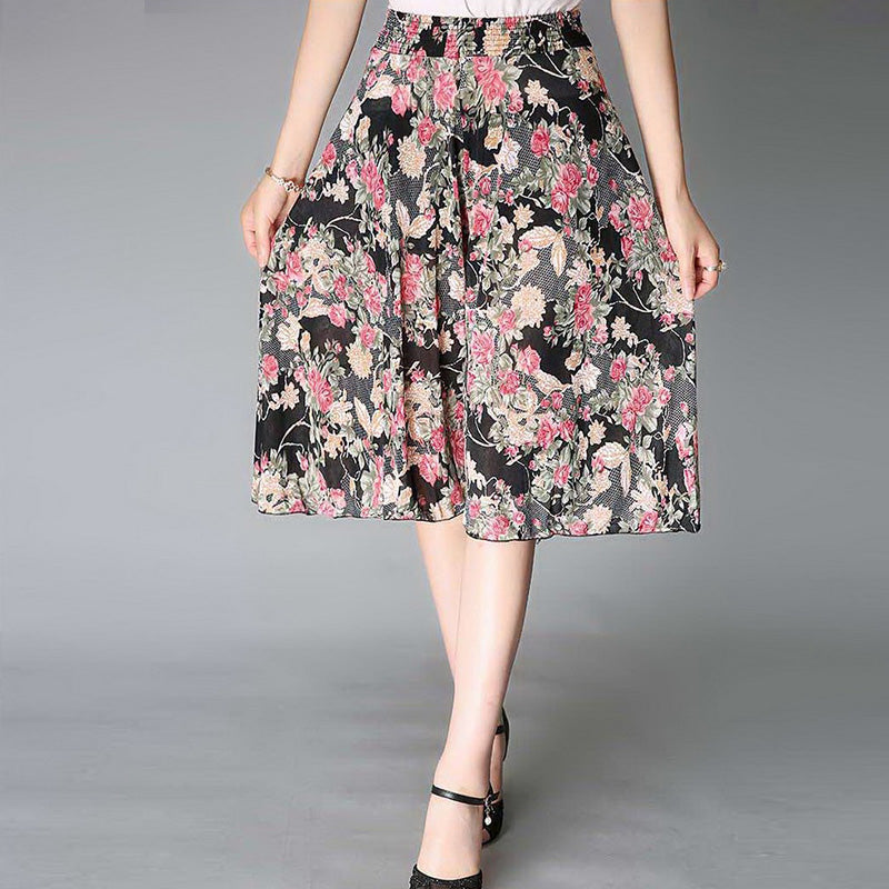 "Breda ben culottes i vintagestil, polyester, kvinnor; elegant byxdesign med avslappnad passform för sommarens garderob."