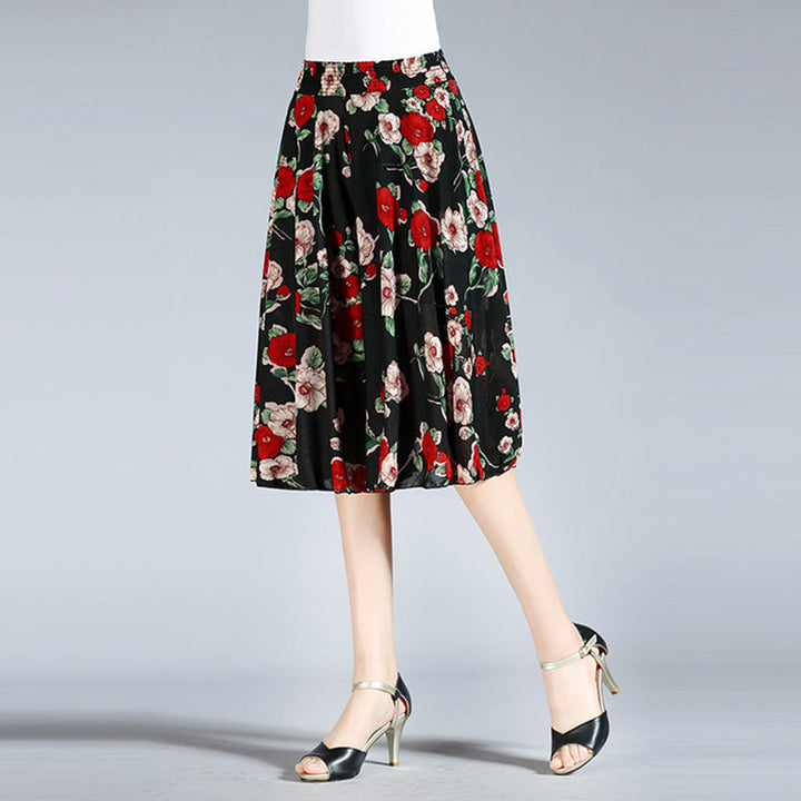"Breda ben culottes i vintagestil, polyester, kvinnor; elegant byxdesign med avslappnad passform för sommarens garderob."