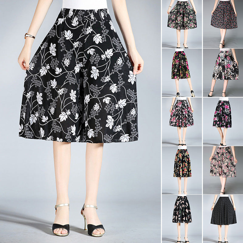 "Breda ben culottes i vintagestil, polyester, kvinnor; elegant byxdesign med avslappnad passform för sommarens garderob."