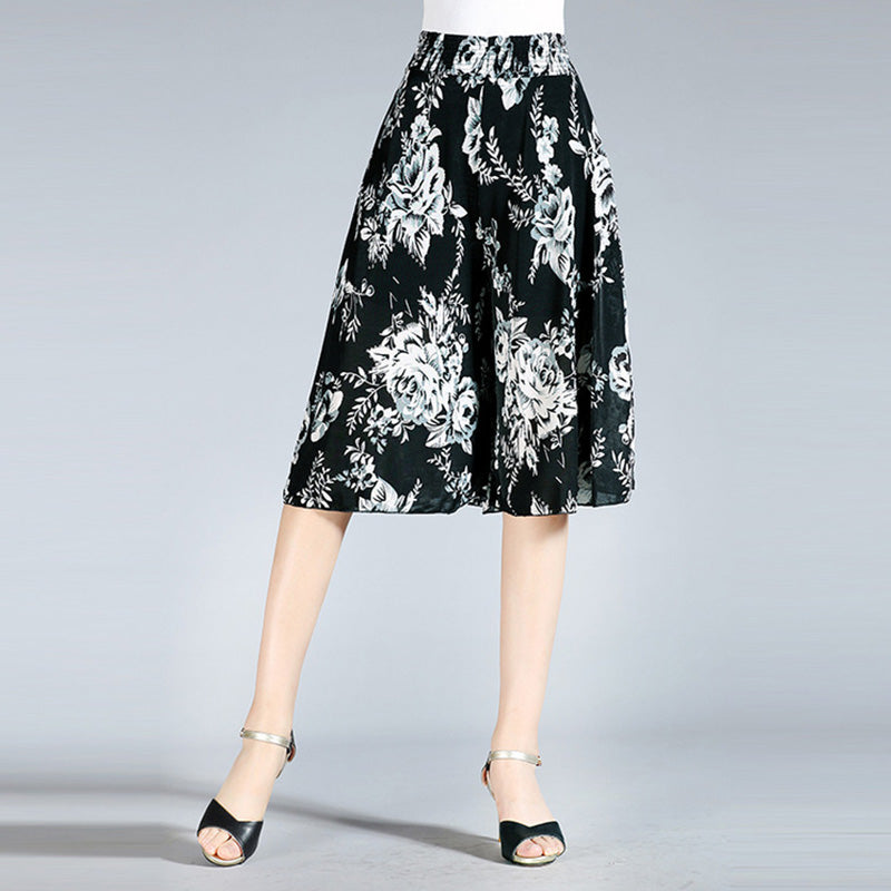 "Breda ben culottes i vintagestil, polyester, kvinnor; elegant byxdesign med avslappnad passform för sommarens garderob."