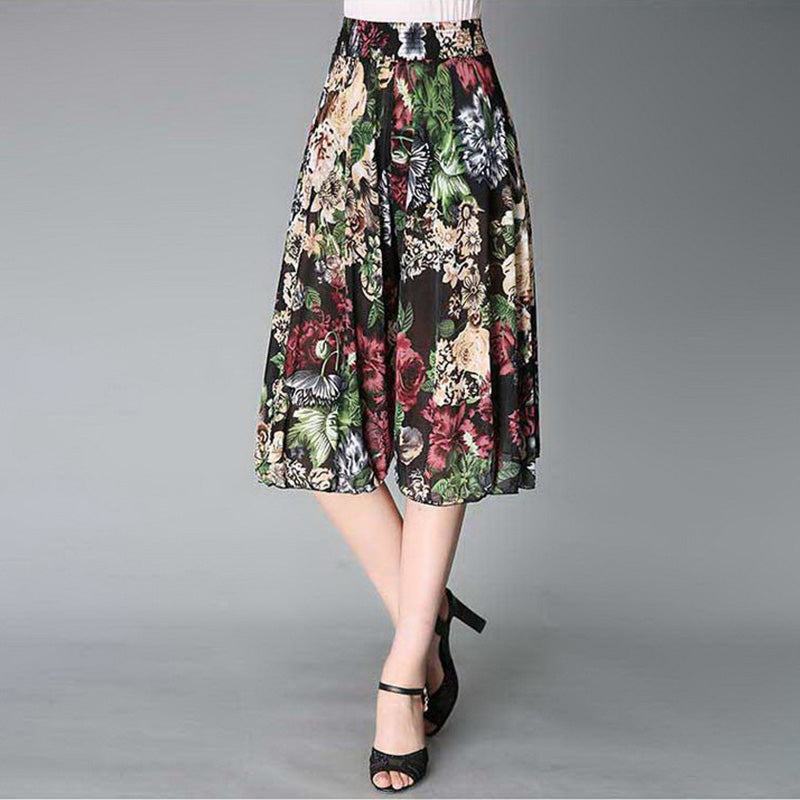 "Breda ben culottes i vintagestil, polyester, kvinnor; elegant byxdesign med avslappnad passform för sommarens garderob."
