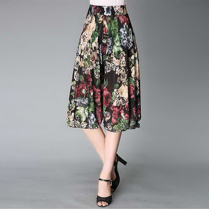 "Breda ben culottes i vintagestil, polyester, kvinnor; elegant byxdesign med avslappnad passform för sommarens garderob."