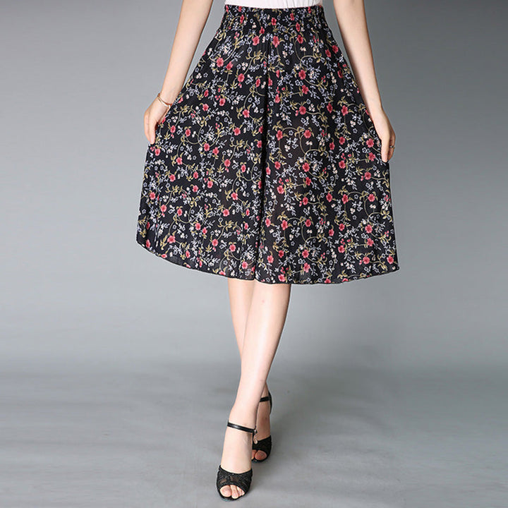 "Breda ben culottes i vintagestil, polyester, kvinnor; elegant byxdesign med avslappnad passform för sommarens garderob."