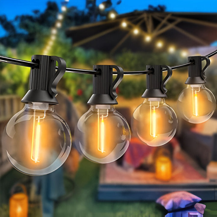 Bruchsäker G40 LED-ljusgirland för utomhusbruk, varmvit IP44 trädgårdsbelysning.