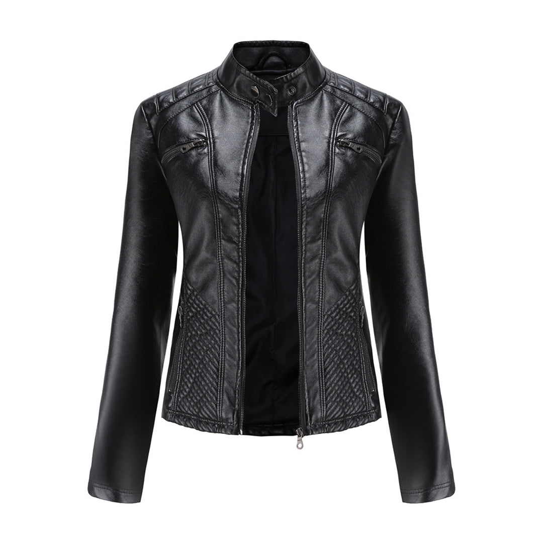Brun Damjacka Nova, elegant höstjacka i bikerstil. Mångsidig modejacka för kvinnor.