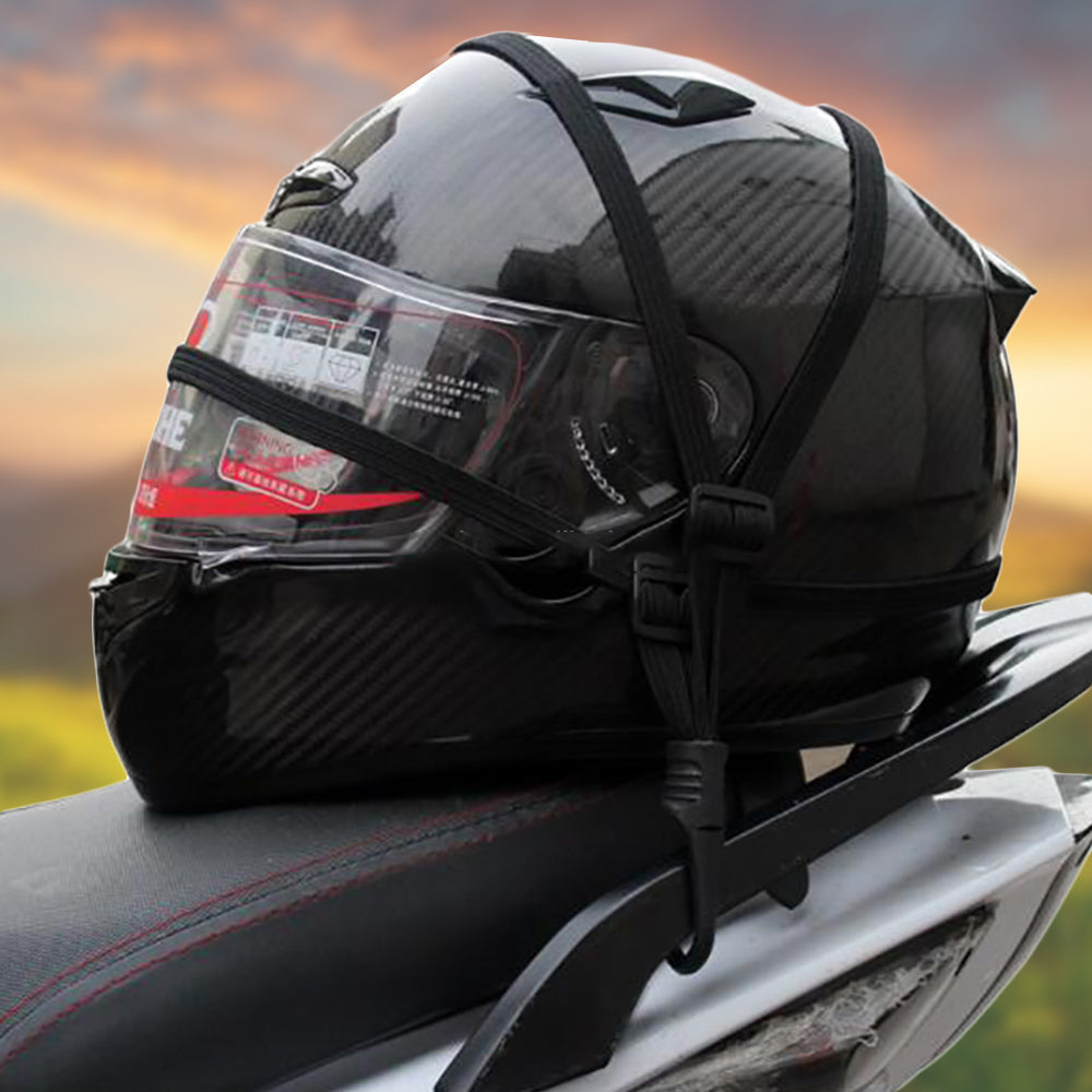 "Bungee-rem i slitstark svart nylon för motorcykelhjälm, säkerställer tryggt bagage under resor, 60 cm lång, med elastiska re