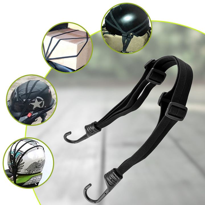 "Bungee-rem i slitstark svart nylon för motorcykelhjälm, säkerställer tryggt bagage under resor, 60 cm lång, med elastiska re
