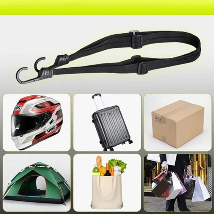 "Bungee-rem i slitstark svart nylon för motorcykelhjälm, säkerställer tryggt bagage under resor, 60 cm lång, med elastiska re