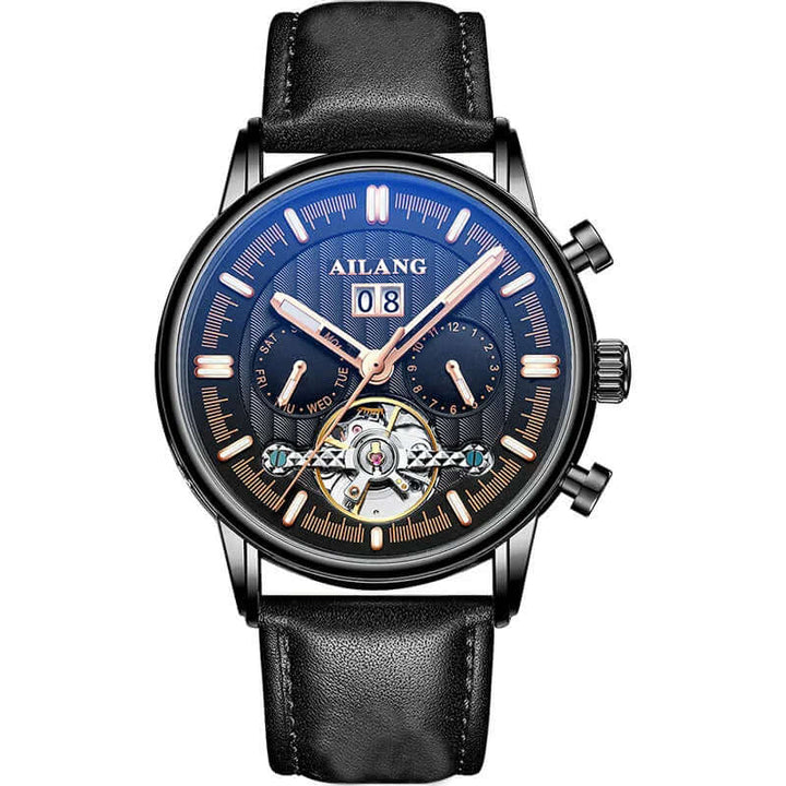 Elegant Tourbillon-klocka med läderrem