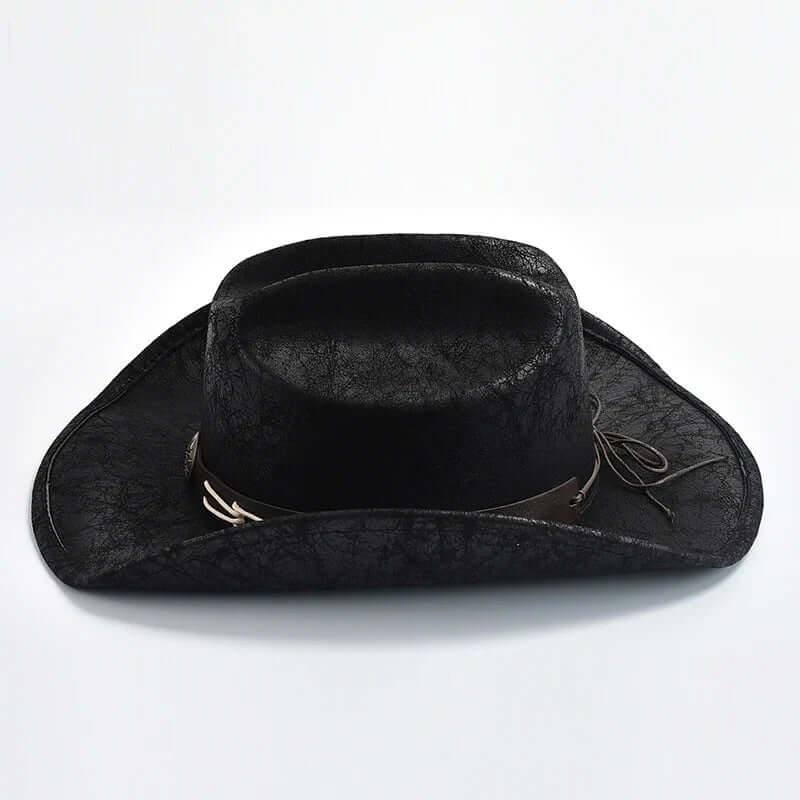 Cowboyhatt i läder med benpärlor – Westernstil